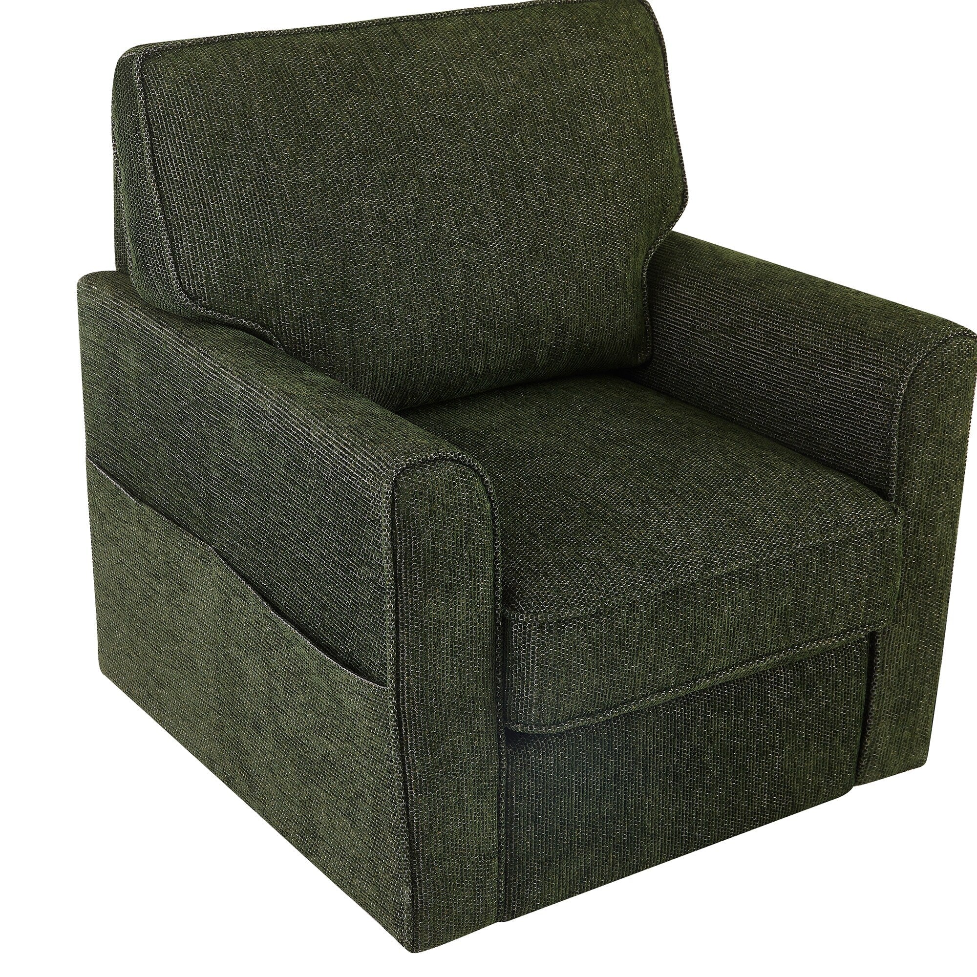 Fauteuil pivotant à 360° en chenille, fauteuil moderne avec poches latérales, fauteuil pivotant, fauteuil inclinable ergonomique pour chambre à coucher