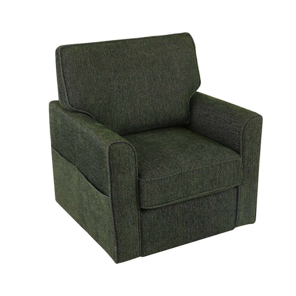Fauteuil pivotant à 360° en chenille, fauteuil moderne avec poches latérales, fauteuil pivotant, fauteuil inclinable ergonomique pour chambre à coucher