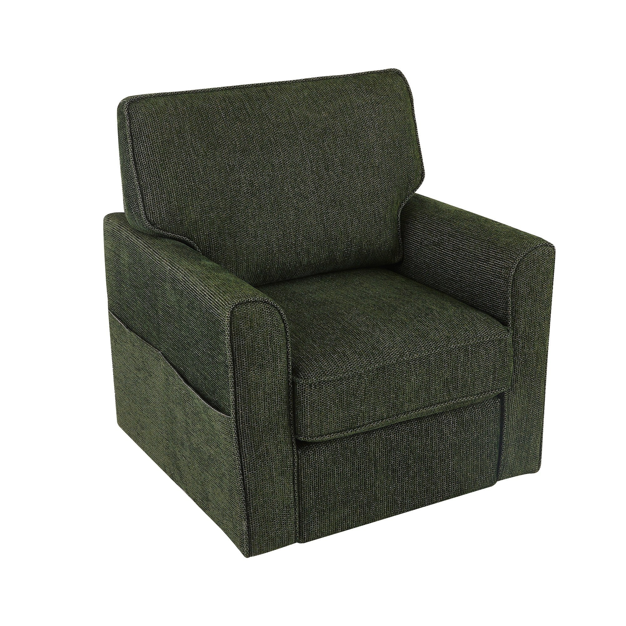 Fauteuil pivotant à 360° en chenille, fauteuil moderne avec poches latérales, fauteuil pivotant, fauteuil inclinable ergonomique pour chambre à coucher