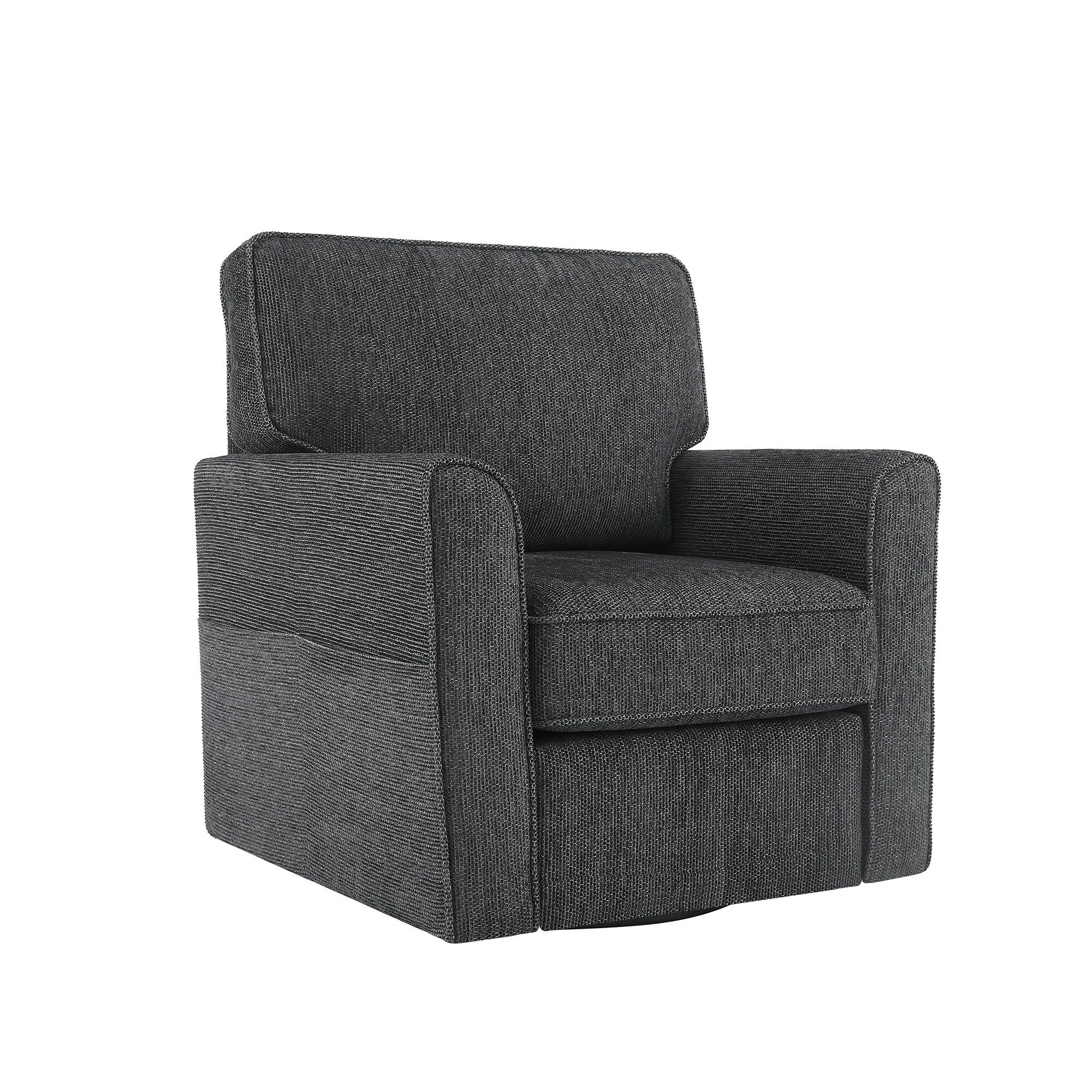 Fauteuil pivotant à 360° en chenille, fauteuil moderne avec poches latérales, fauteuil pivotant, fauteuil inclinable ergonomique pour chambre à coucher