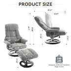 Fauteuil inclinable de massage pivotant à 360° en chenille avec pouf, massage et siège chauffant