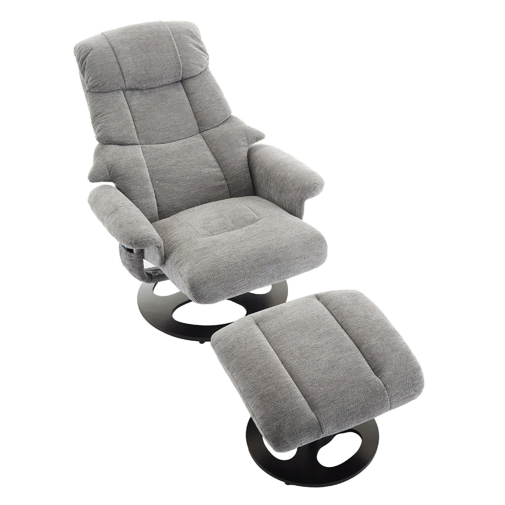Fauteuil inclinable de massage pivotant à 360° en chenille avec pouf, massage et siège chauffant