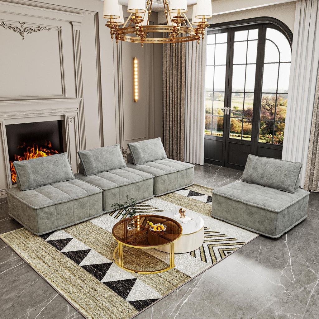 Ensemble de canapés modulaires 4 pièces en chenille