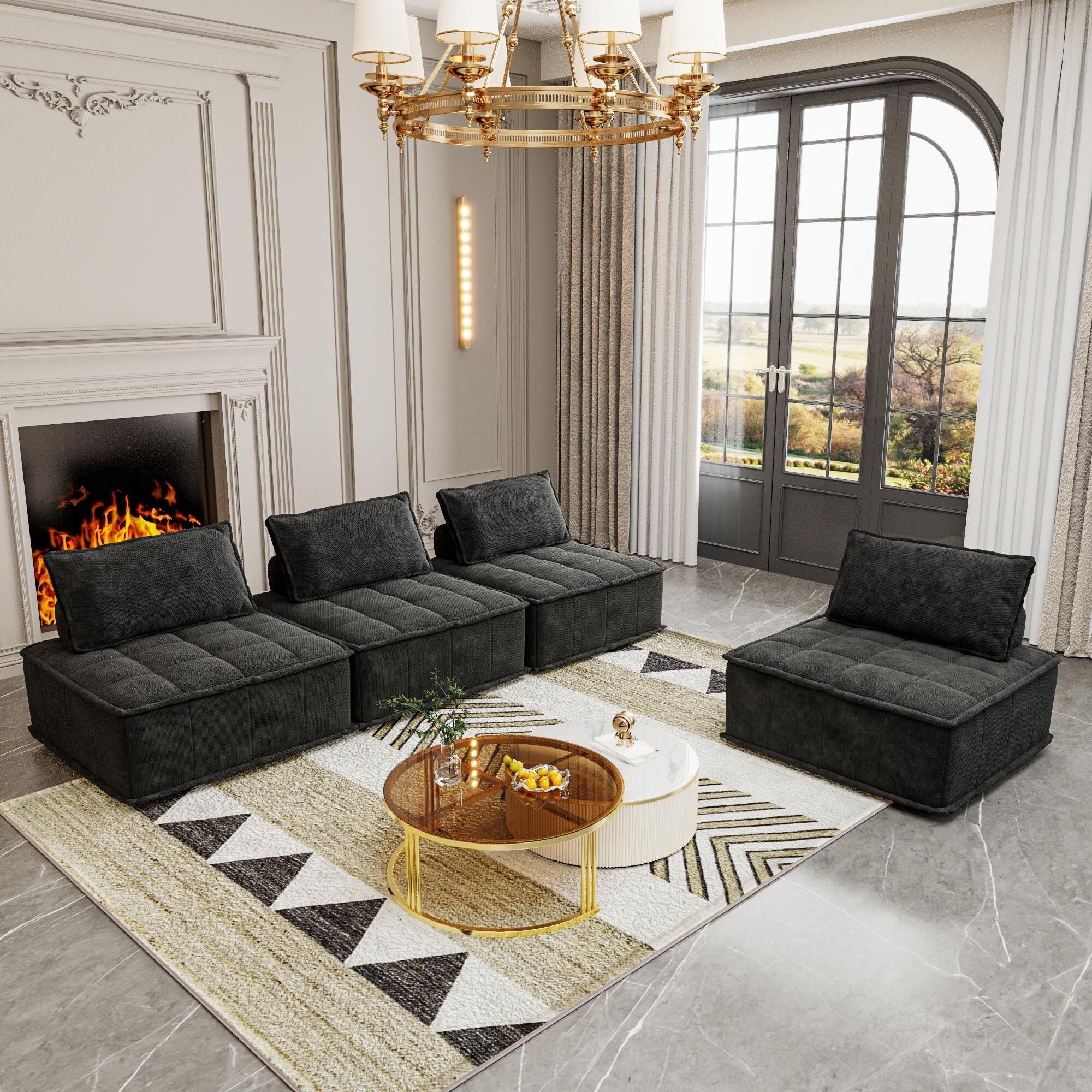 Ensemble de canapés modulaires 4 pièces en chenille