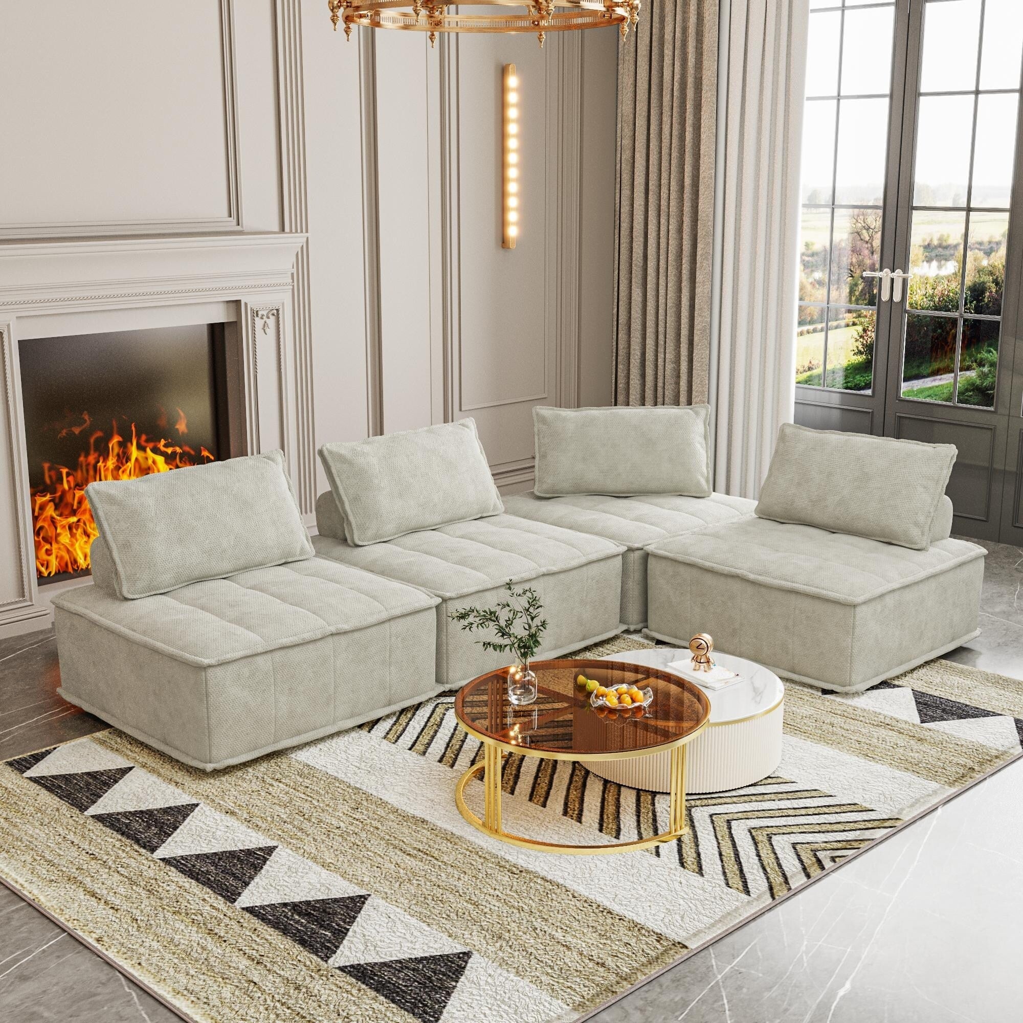 Ensemble de canapés modulaires 4 pièces en chenille