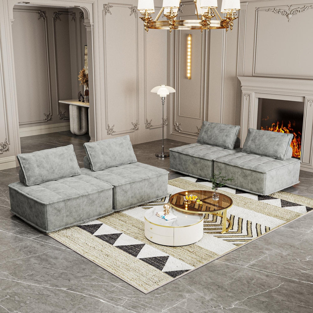 Ensemble de canapés modulaires 4 pièces en chenille