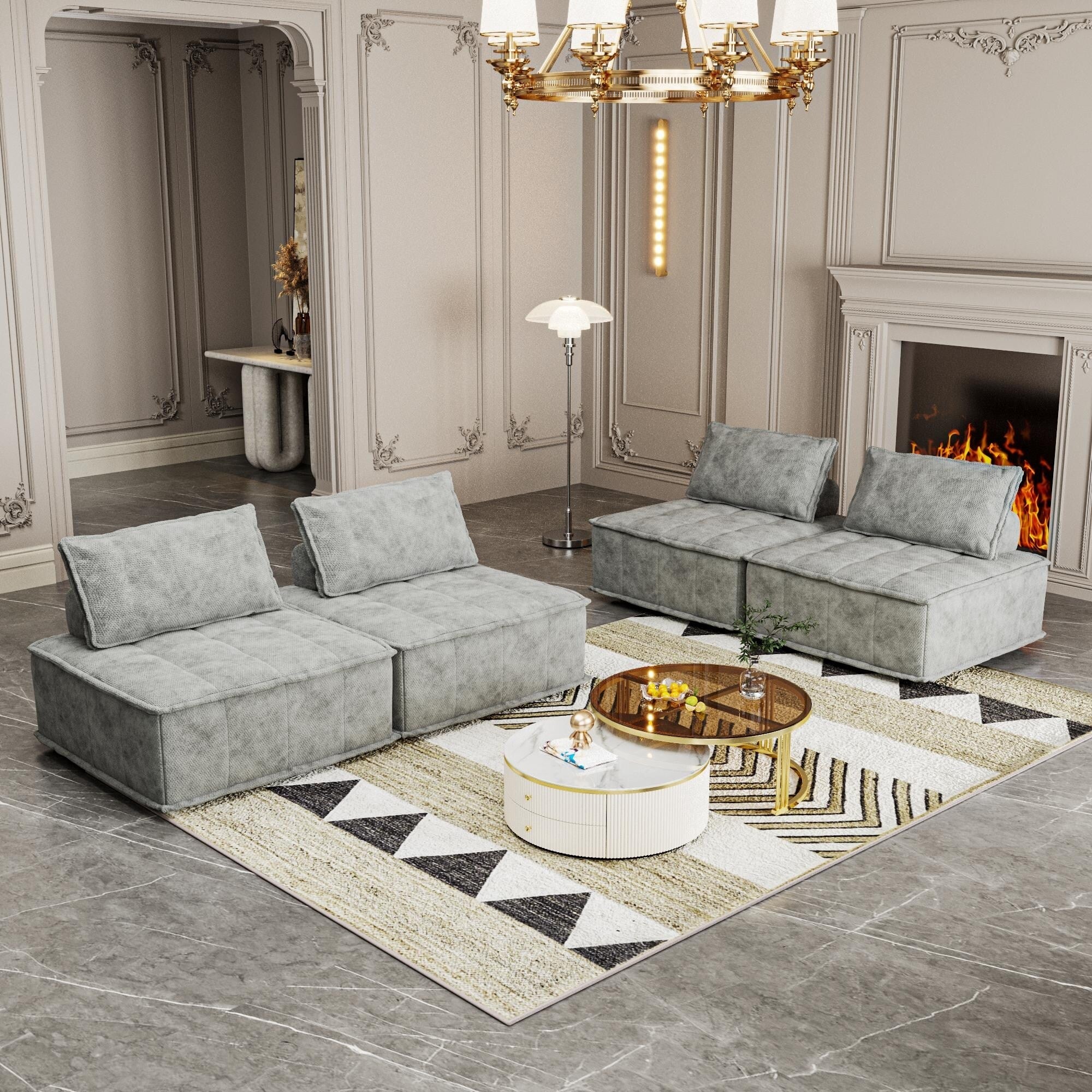 Ensemble de canapés modulaires 4 pièces en chenille