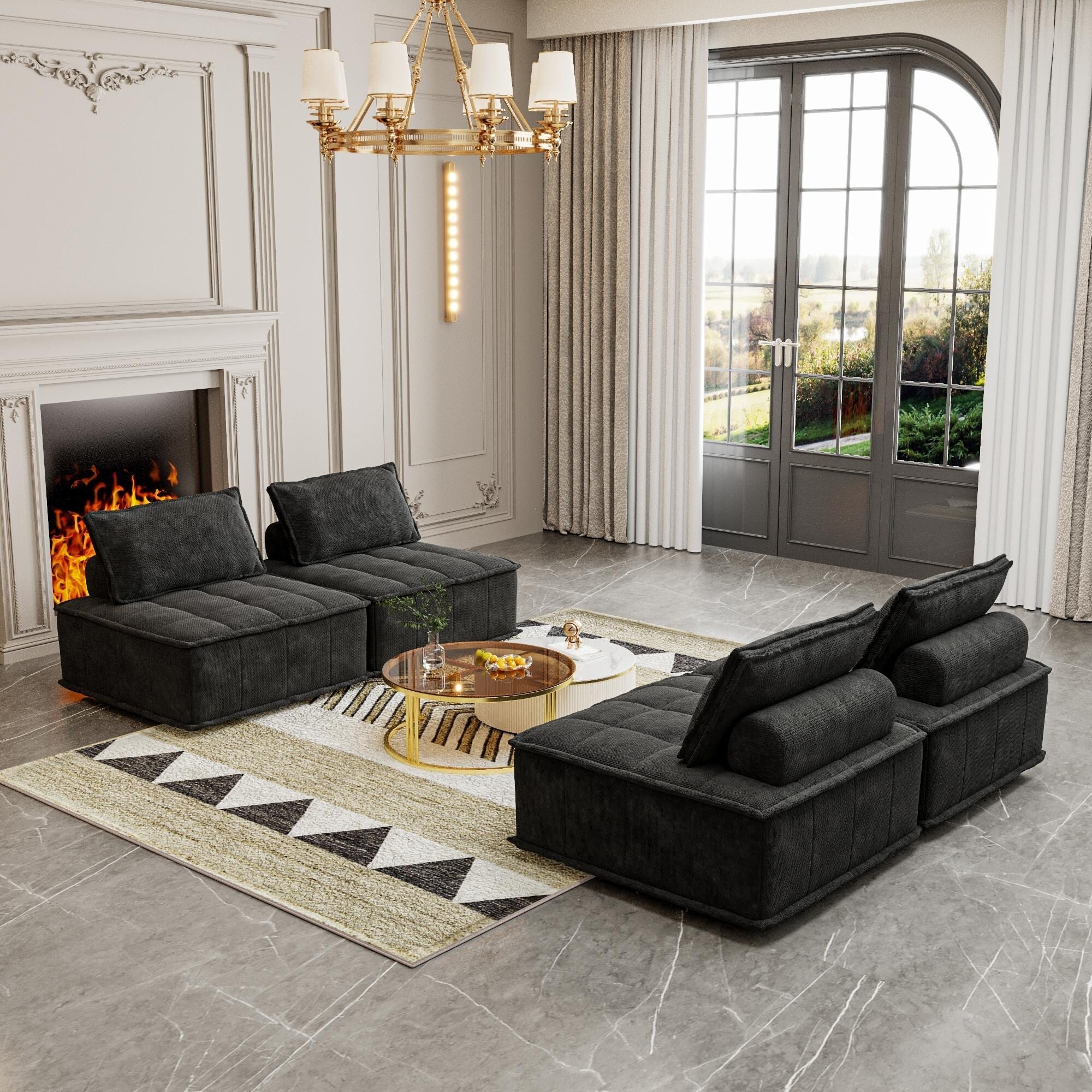 Ensemble de canapés modulaires 4 pièces en chenille