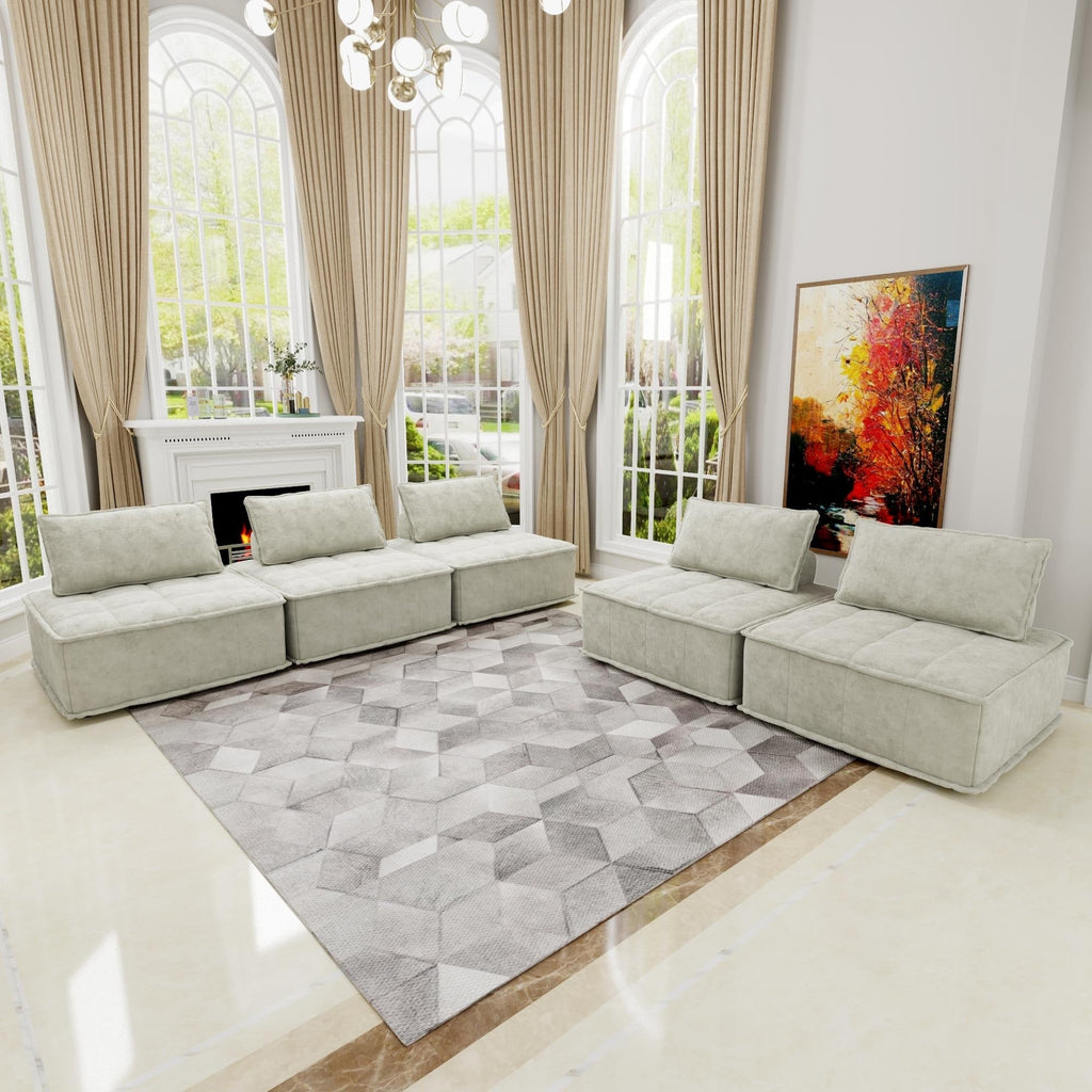 Ensemble de canapés modulaires 5 pièces en chenille