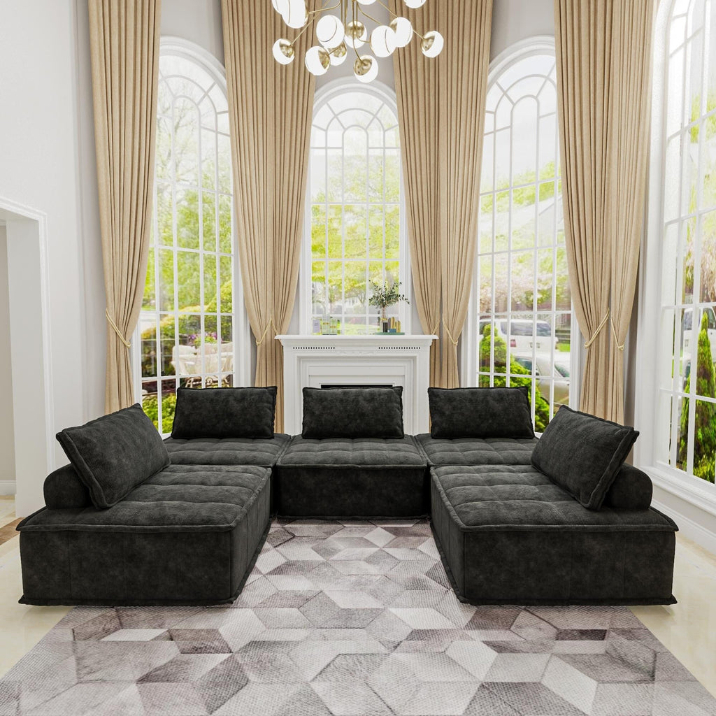 Ensemble de canapés modulaires 5 pièces en chenille