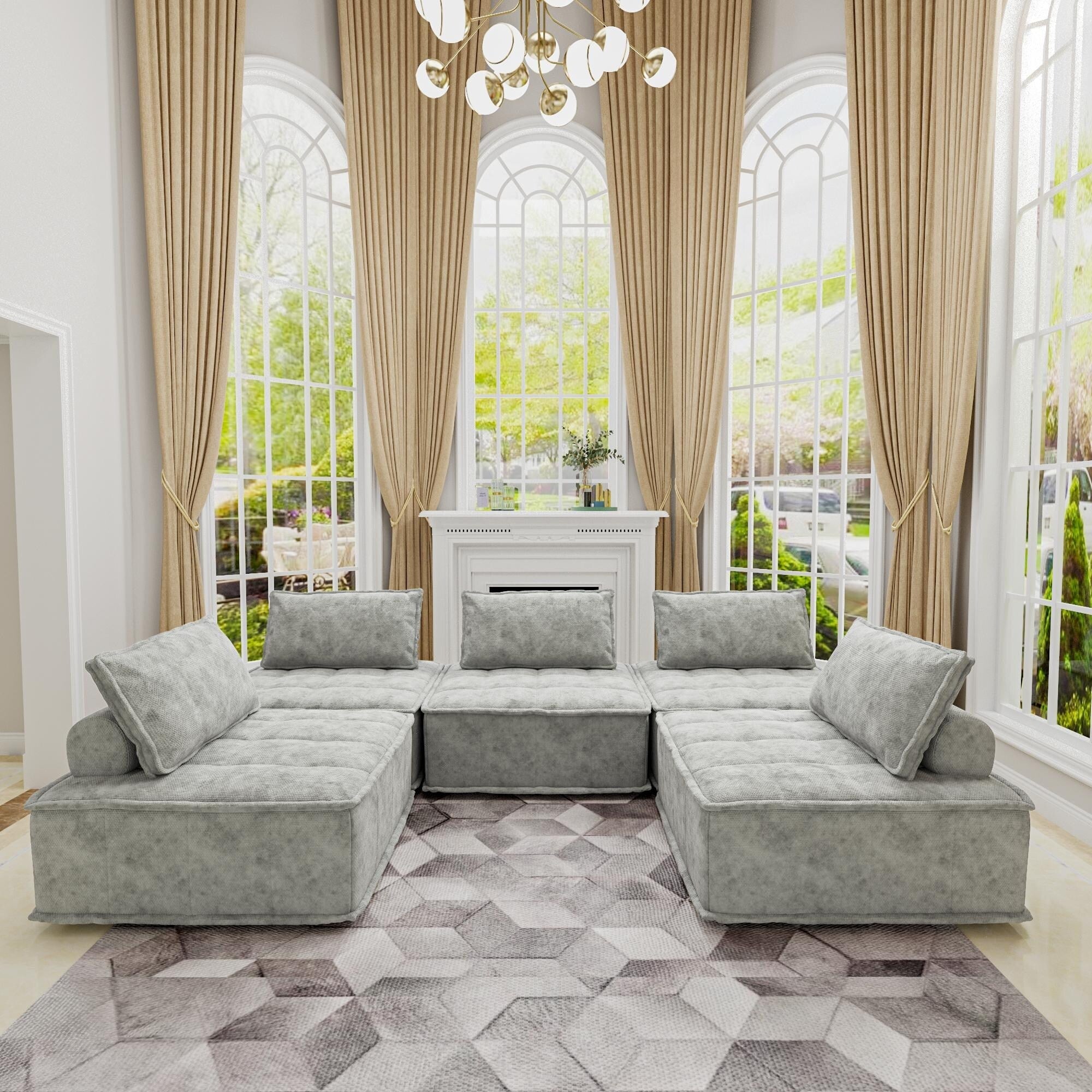 Ensemble de canapés modulaires 5 pièces en chenille