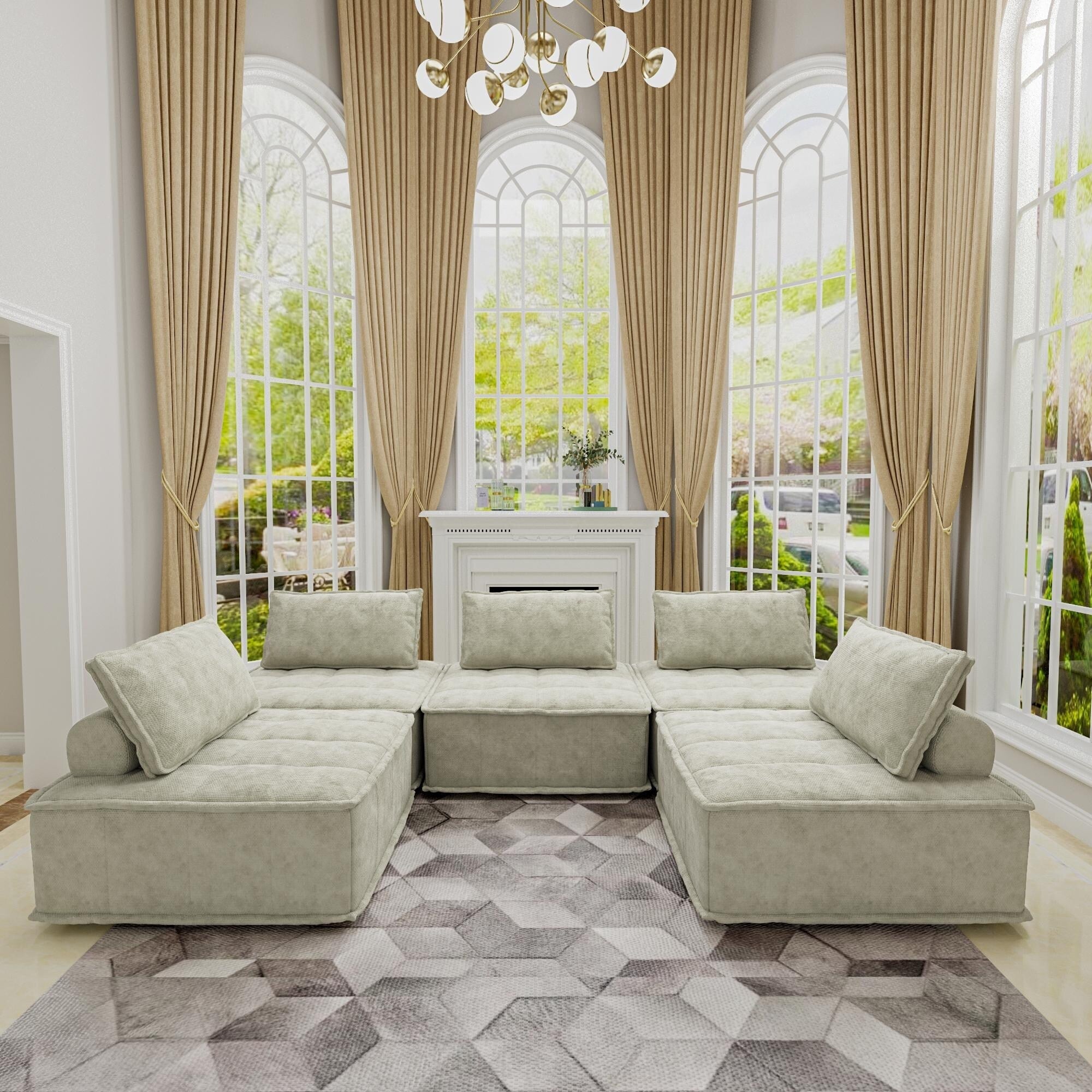 Ensemble de canapés modulaires 5 pièces en chenille