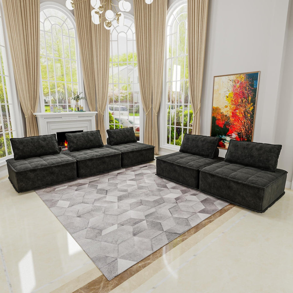 Ensemble de canapés modulaires 5 pièces en chenille