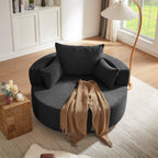 Fauteuil d'appoint en chenille, fauteuil rond avec base pivotante à 360 degrés et 3 coussins amovibles