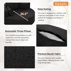 Fauteuil d'appoint en chenille, fauteuil rond avec base pivotante à 360 degrés et 3 coussins amovibles