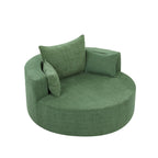 Fauteuil d'appoint en chenille, fauteuil rond avec base pivotante à 360 degrés et 3 coussins amovibles
