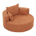 Fauteuil d'appoint en chenille, fauteuil rond avec base pivotante à 360 degrés et 3 coussins amovibles