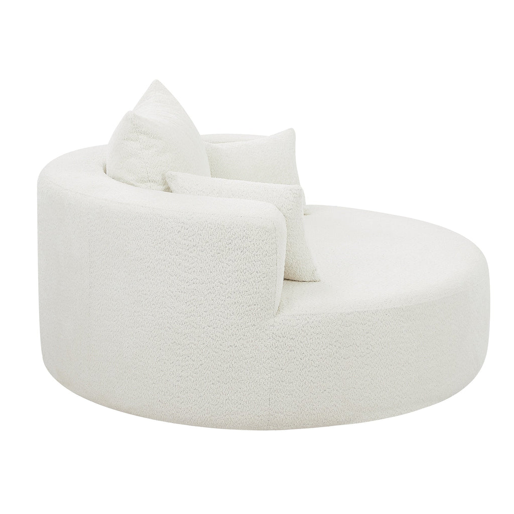 Fauteuil d'appoint en chenille, fauteuil rond avec base pivotante à 360 degrés et 3 coussins amovibles