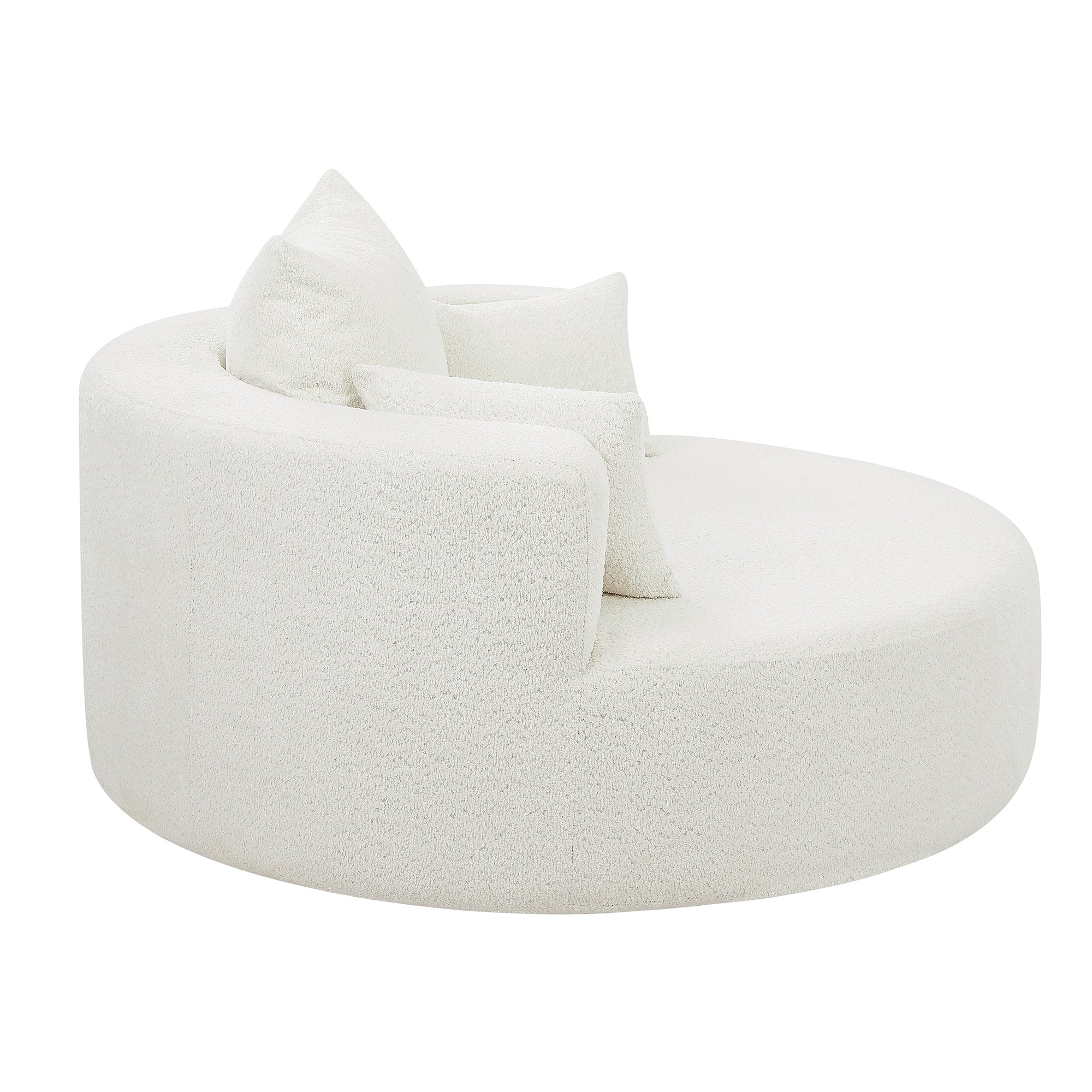 Fauteuil d'appoint en chenille, fauteuil rond avec base pivotante à 360 degrés et 3 coussins amovibles