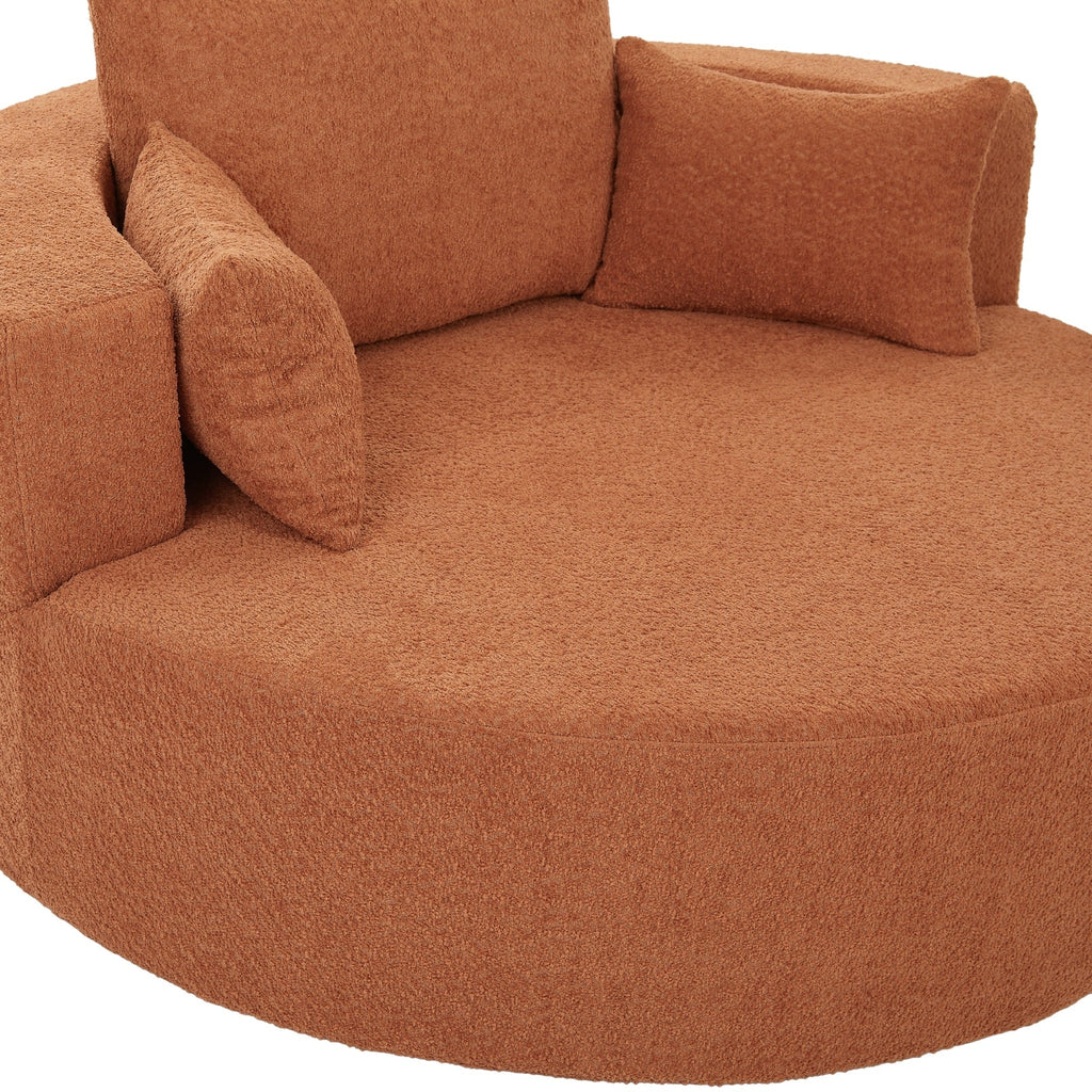 Fauteuil d'appoint en chenille, fauteuil rond avec base pivotante à 360 degrés et 3 coussins amovibles