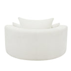 Fauteuil d'appoint en chenille, fauteuil rond avec base pivotante à 360 degrés et 3 coussins amovibles