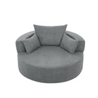 Fauteuil d'appoint en chenille, fauteuil rond avec base pivotante à 360 degrés et 3 coussins amovibles