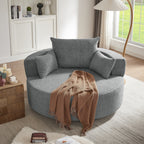 Fauteuil d'appoint en chenille, fauteuil rond avec base pivotante à 360 degrés et 3 coussins amovibles