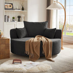 Fauteuil d'appoint en chenille, fauteuil rond avec base pivotante à 360 degrés et 3 coussins amovibles