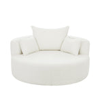 Fauteuil d'appoint en chenille, fauteuil rond avec base pivotante à 360 degrés et 3 coussins amovibles