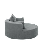 Fauteuil d'appoint en chenille, fauteuil rond avec base pivotante à 360 degrés et 3 coussins amovibles