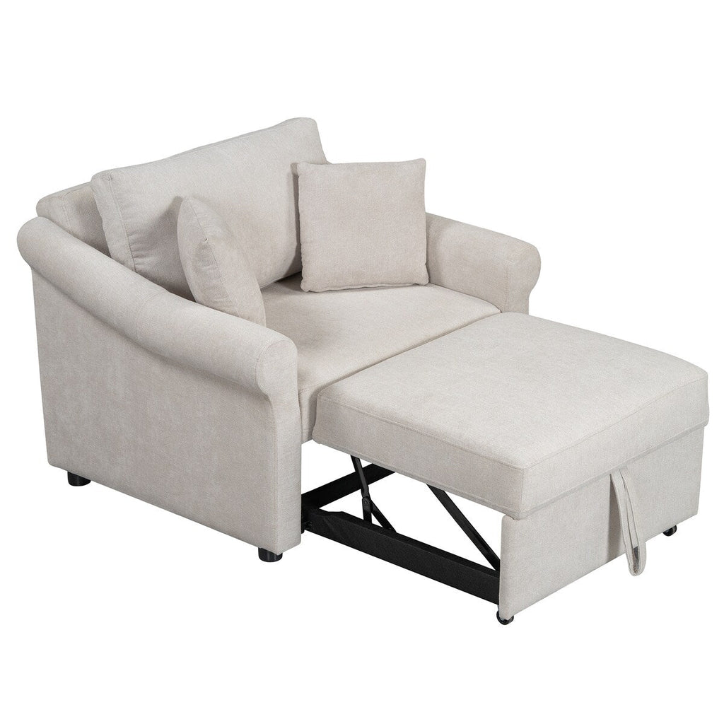 Fauteuil convertible en chenille avec dossier réglable, 3 en 1, transformable en lit, lit simple pour salon