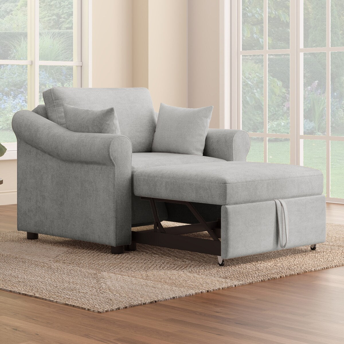 Fauteuil convertible en chenille avec dossier réglable, 3 en 1, transformable en lit, lit simple pour salon