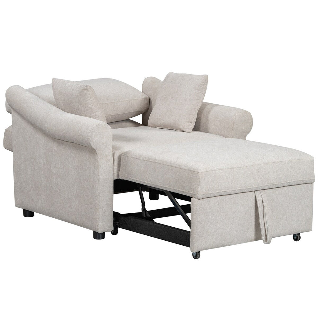 Fauteuil convertible en chenille avec dossier réglable, 3 en 1, transformable en lit, lit simple pour salon