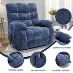 Fauteuil inclinable électrique Chenille à double moteur et position infinie, fauteuil inclinable surdimensionné avec massage thermique et télécommande électrique