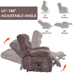 Fauteuil inclinable électrique Chenille à double moteur et position infinie, fauteuil inclinable surdimensionné avec massage thermique et télécommande électrique