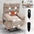Fauteuil inclinable électrique Chenille à double moteur et position infinie, fauteuil inclinable surdimensionné avec massage thermique et télécommande électrique