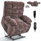 Fauteuil inclinable électrique Chenille à double moteur et position infinie, fauteuil inclinable surdimensionné avec massage thermique et télécommande électrique