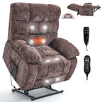 Fauteuil inclinable électrique Chenille à double moteur et position infinie, fauteuil inclinable surdimensionné avec massage thermique et télécommande électrique
