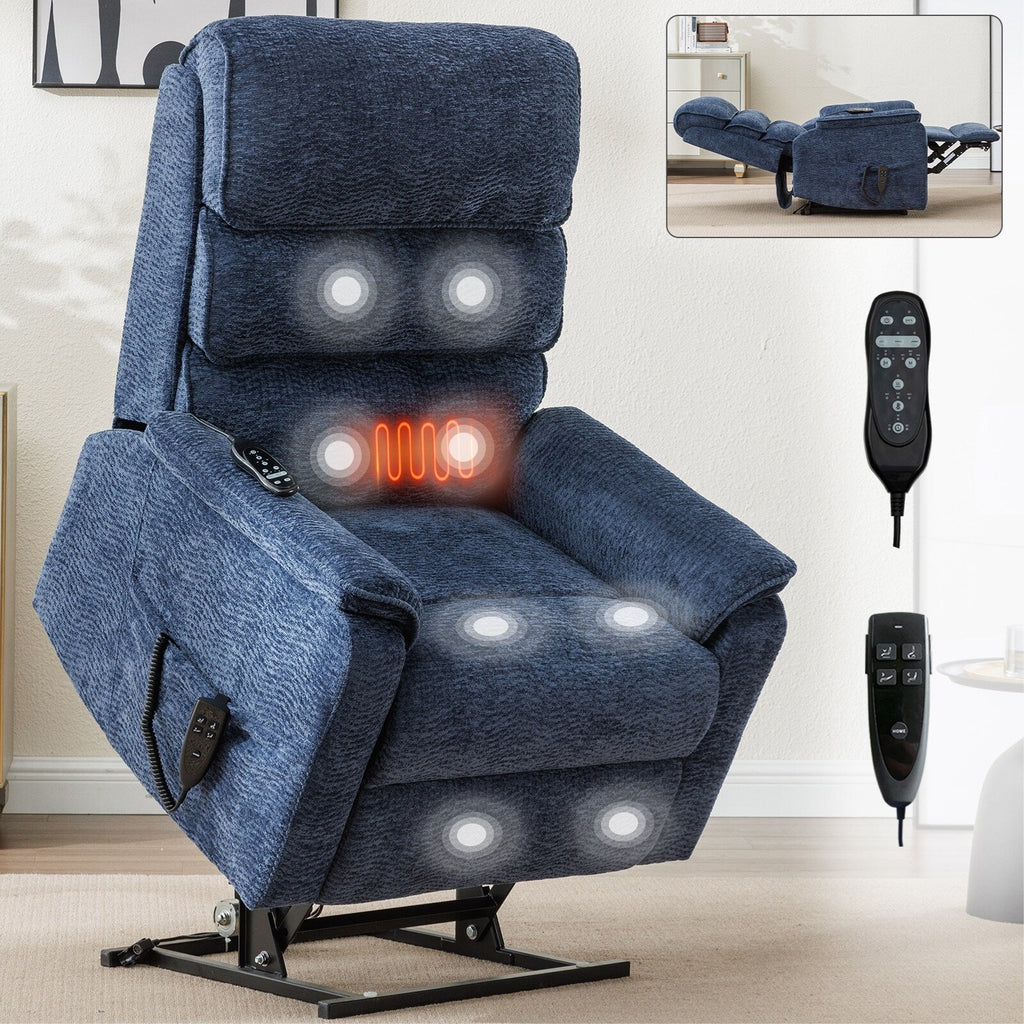Fauteuil inclinable électrique Chenille à double moteur avec télécommande électrique, massage thermique et mécanisme de mouvement robuste