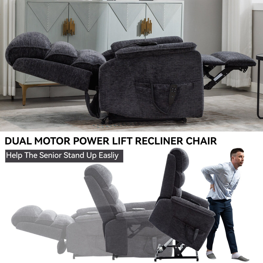 Fauteuil inclinable électrique Chenille à double moteur avec télécommande électrique, massage thermique et mécanisme de mouvement robuste