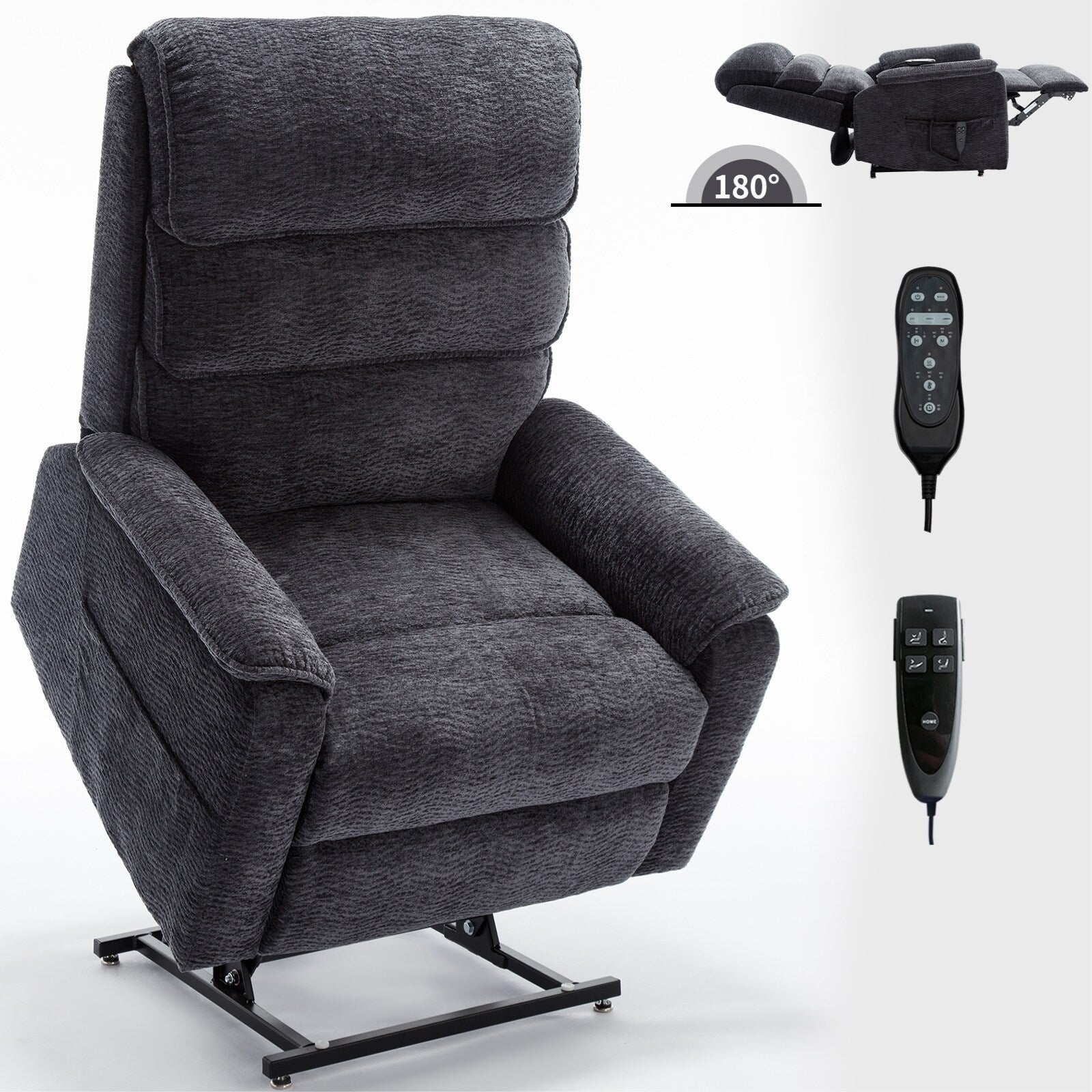 Fauteuil inclinable électrique Chenille à double moteur avec télécommande électrique, massage thermique et mécanisme de mouvement robuste