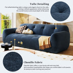 Canapé 3 places en tissu chenille avec style capitonné et design entièrement en éponge compressée