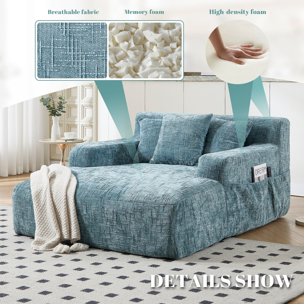 Canapé-lit en chenille avec coussins - Fauteuil convertible avec accoudoirs, canapé-lit multi-positions pour salon