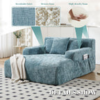 Canapé-lit en chenille avec coussins - Fauteuil convertible avec accoudoirs, canapé-lit multi-positions pour salon