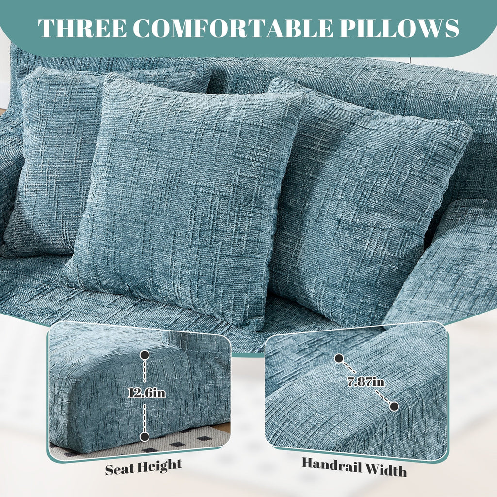 Canapé-lit en chenille avec coussins - Fauteuil convertible avec accoudoirs, canapé-lit multi-positions pour salon