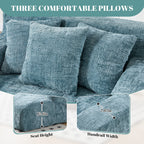 Canapé-lit en chenille avec coussins - Fauteuil convertible avec accoudoirs, canapé-lit multi-positions pour salon