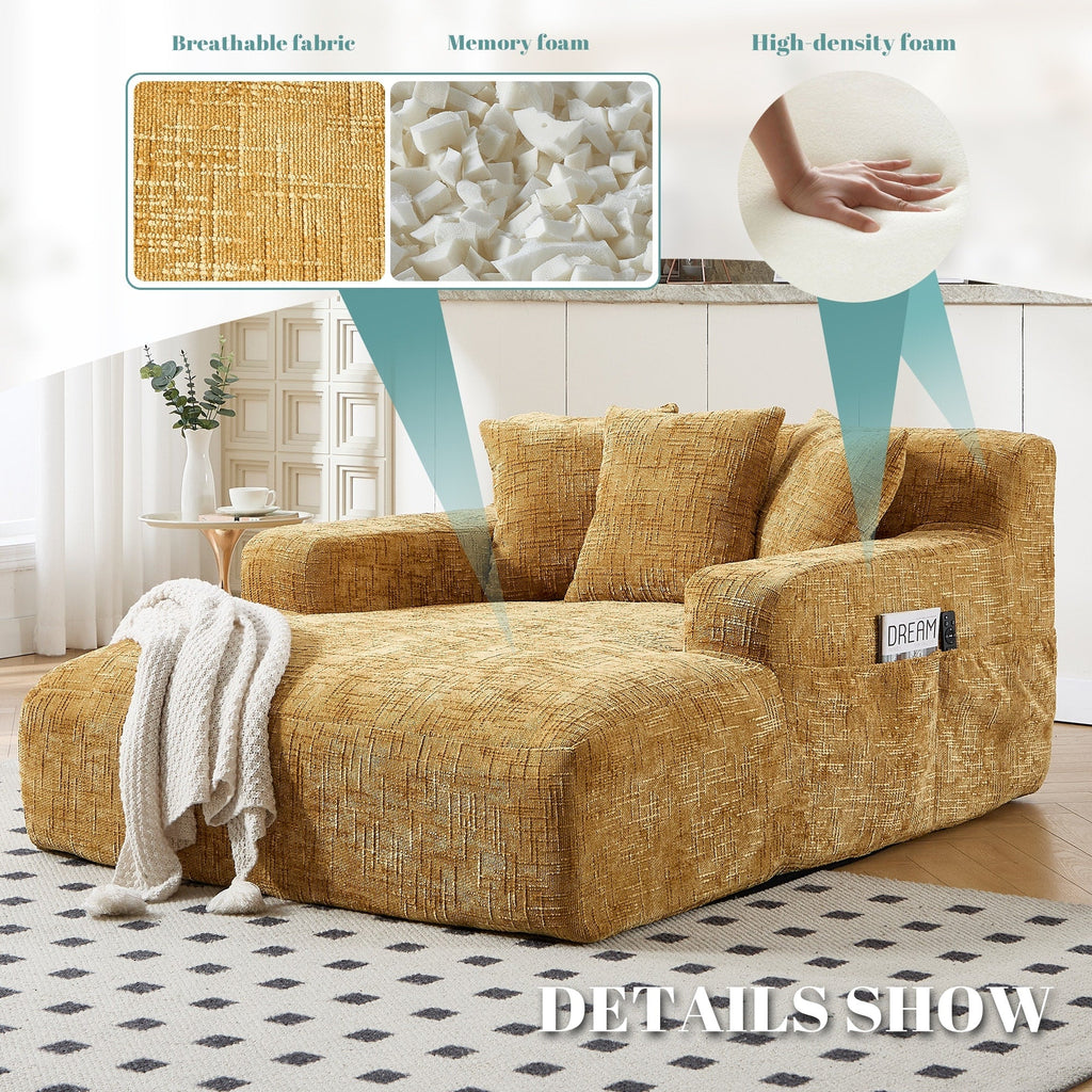 Canapé-lit en chenille avec coussins - Fauteuil convertible avec accoudoirs, canapé-lit multi-positions pour salon