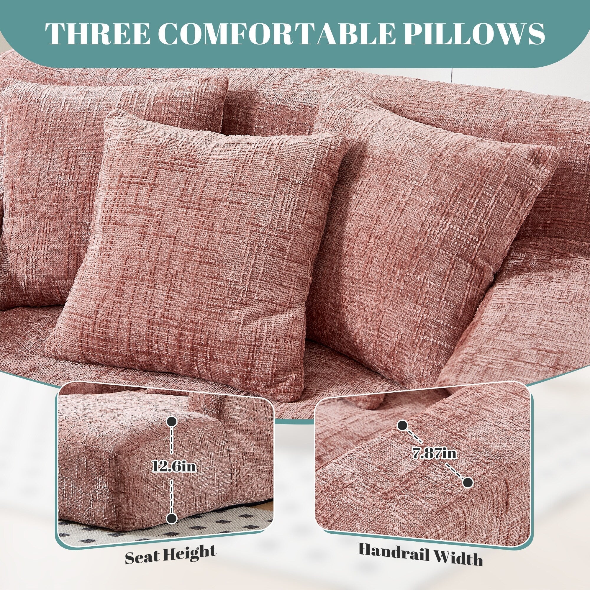 Canapé-lit en chenille avec coussins - Fauteuil convertible avec accoudoirs, canapé-lit multi-positions pour salon