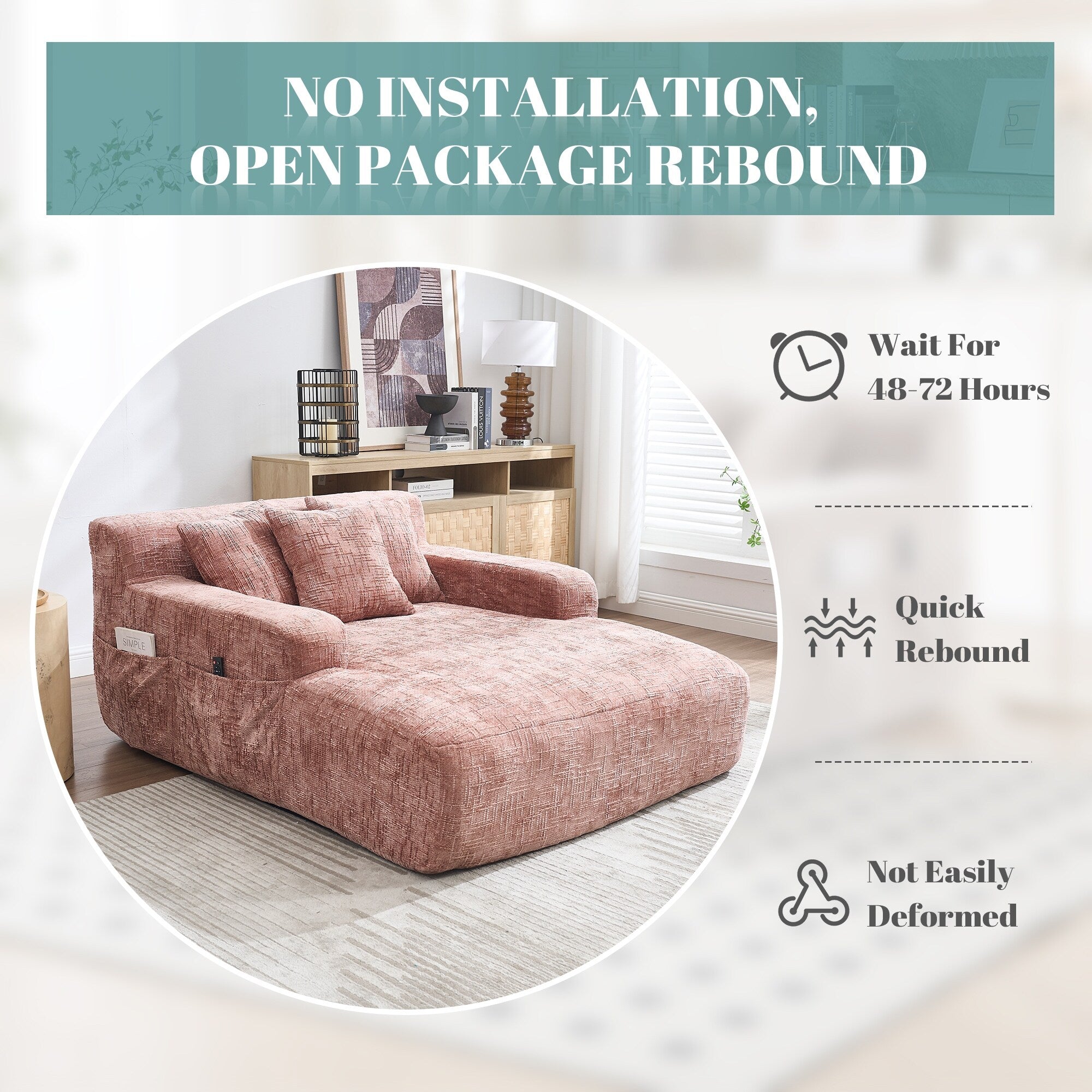 Canapé-lit en chenille avec coussins - Fauteuil convertible avec accoudoirs, canapé-lit multi-positions pour salon