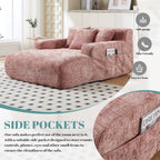 Canapé-lit en chenille avec coussins - Fauteuil convertible avec accoudoirs, canapé-lit multi-positions pour salon